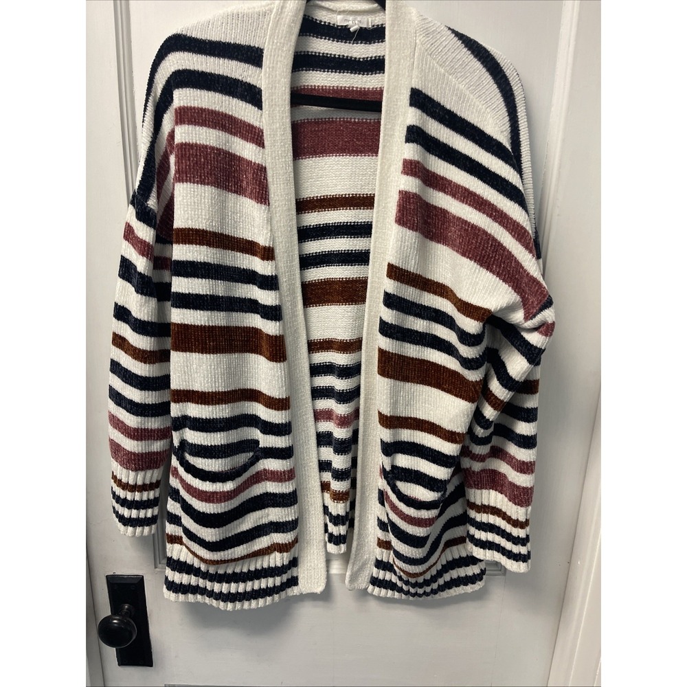 Women's Maurices Cardigan Sweater Striped Pockets Xl Soft & Cozy